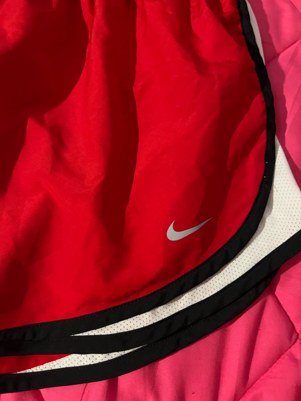 Nike Women's Red Athletic Running Shorts with Black & White Trim - Picture 2 of 5